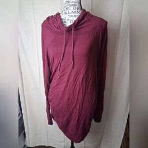 Isabel Maternity Burgundy Drawstring Top Large